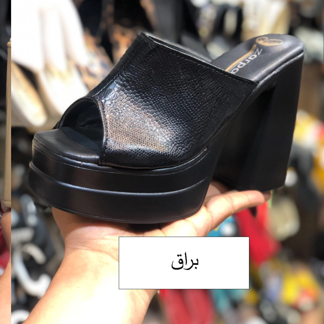 صندل پاشنه بلند رنگ مشکی براق